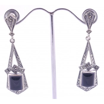Outstanding Onyx and Marcasite Earings
